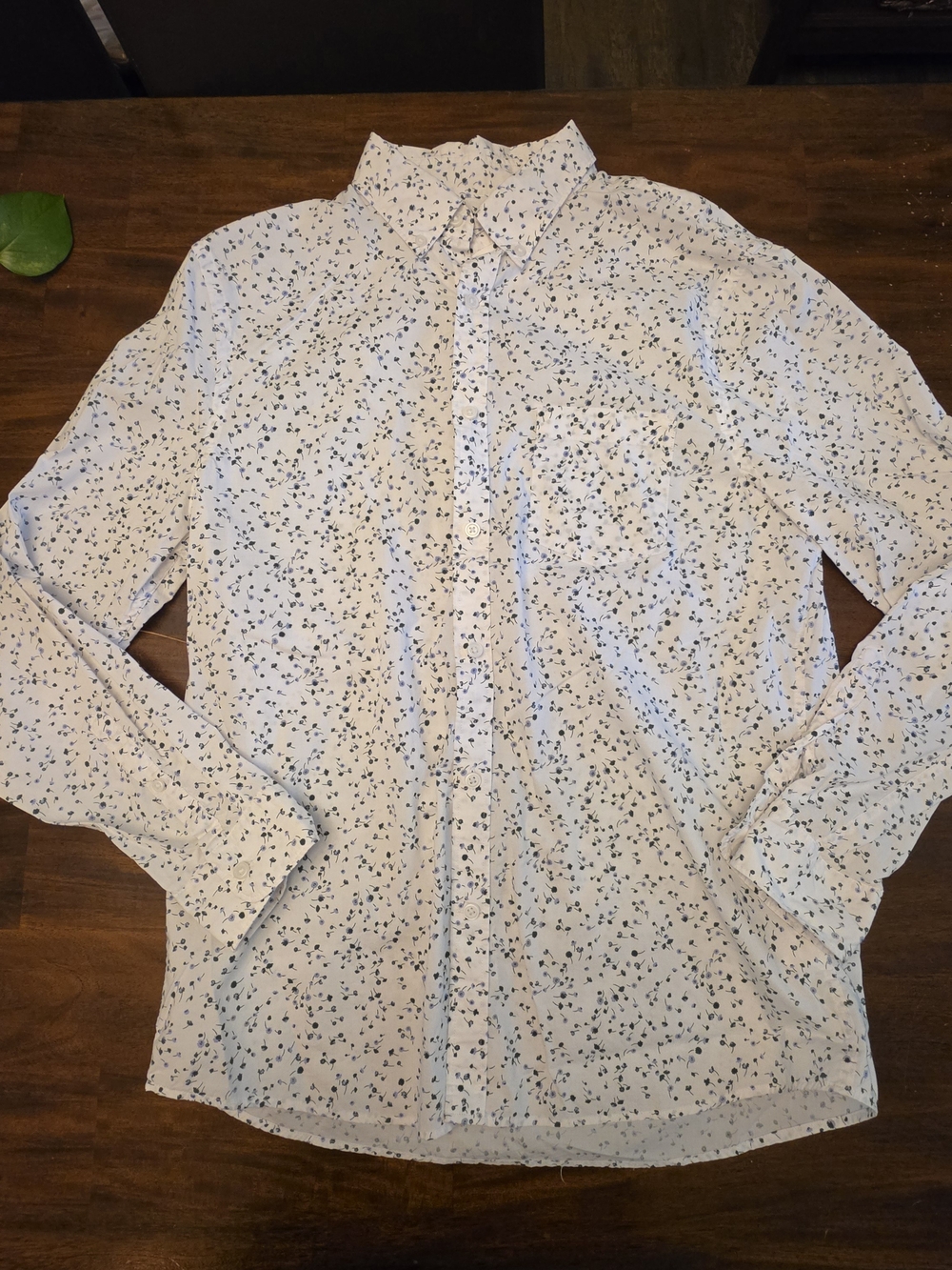 Express Men's Slim Fit Dress Shirt Long Sleeve Mini Floral Geo White Black B